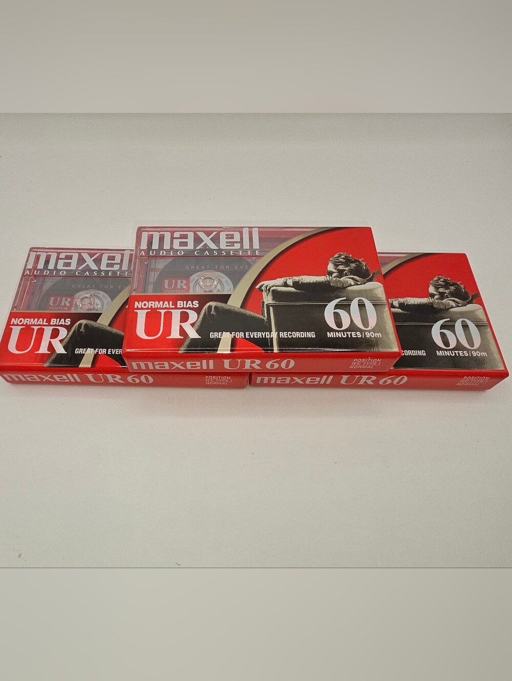 3 Maxell UR-60 Normal Bias Blank Cassette Tapes